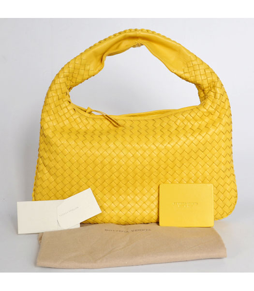 Bottega Veneta Nappa Agnello tessuto Hobo Bag Nuovo giallo